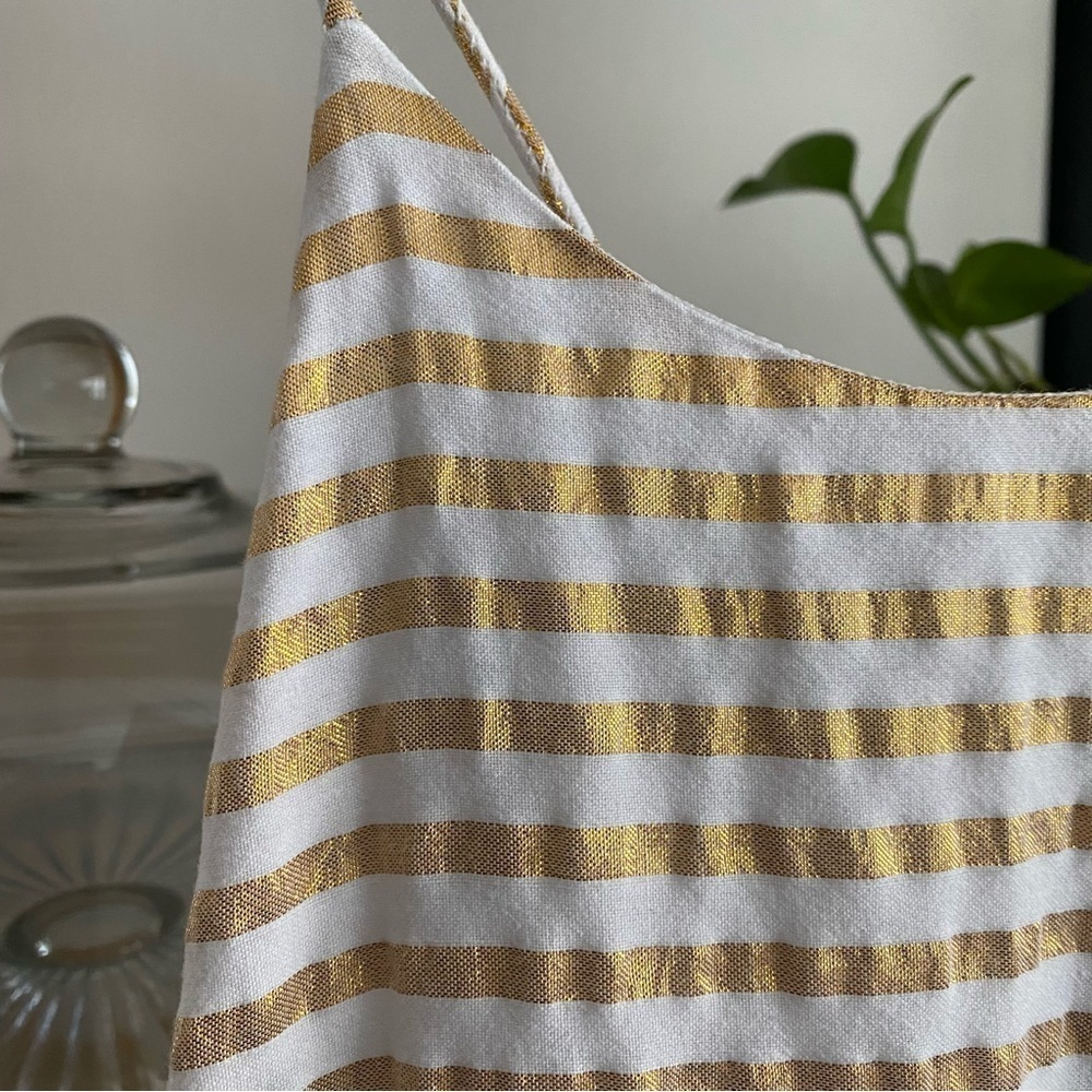 Velveteen White Metallic Gold Stripe Lara Sundress 14 - Picture 8 of 13